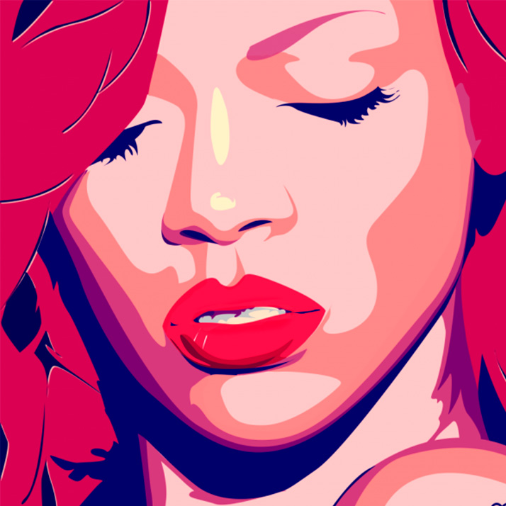 Портрет девушки с красными волосами в стиле поп-арт